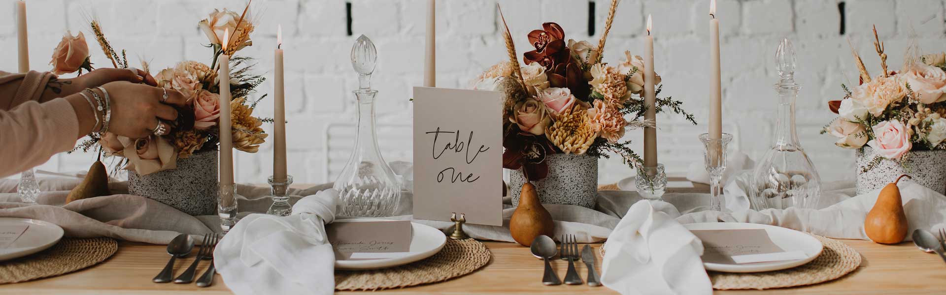 Tableware Hire to style and decorate your tables and set up at events